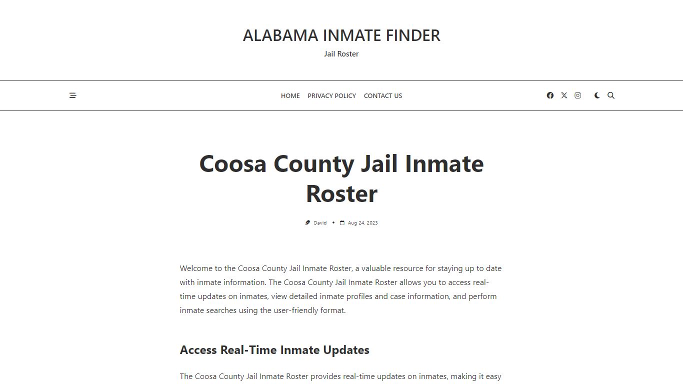 Coosa County Jail Inmate Roster